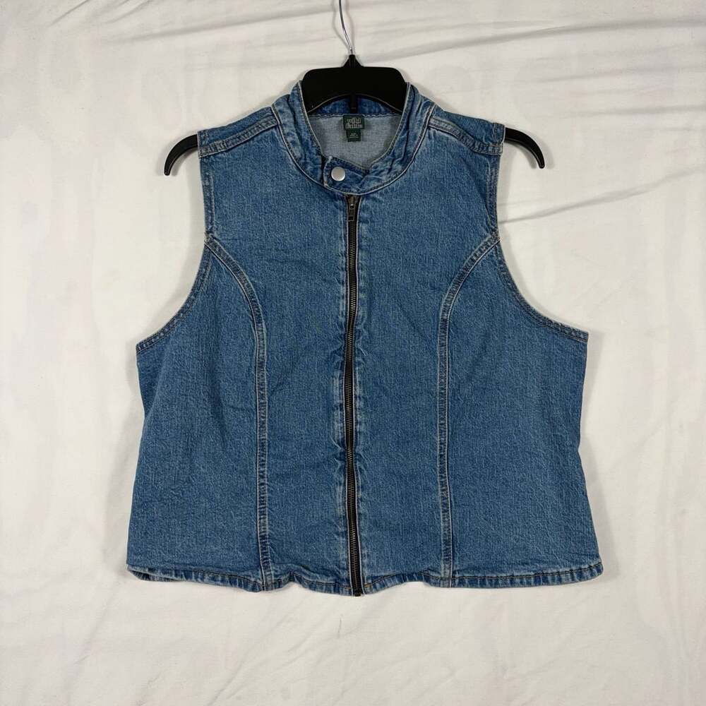 Wild Fable Blue Denim Zip Up Mock Neck Vest Plus Size XXL